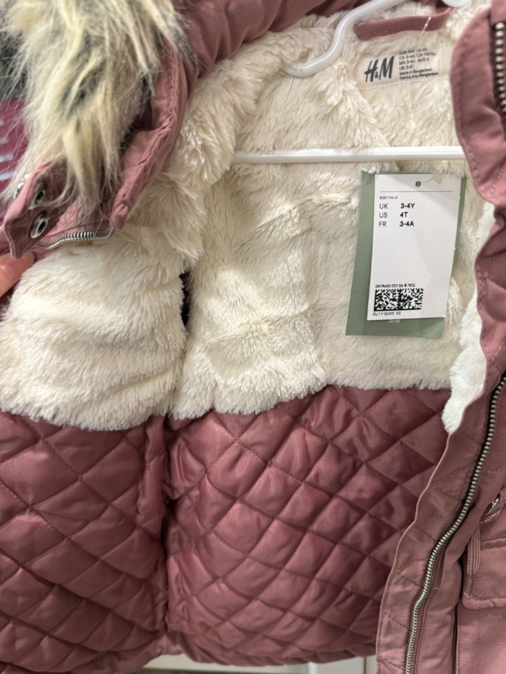 BNWT H&M Pink Faux-Fur Lined Coat with Detachable Hood - Picture 8 of 11